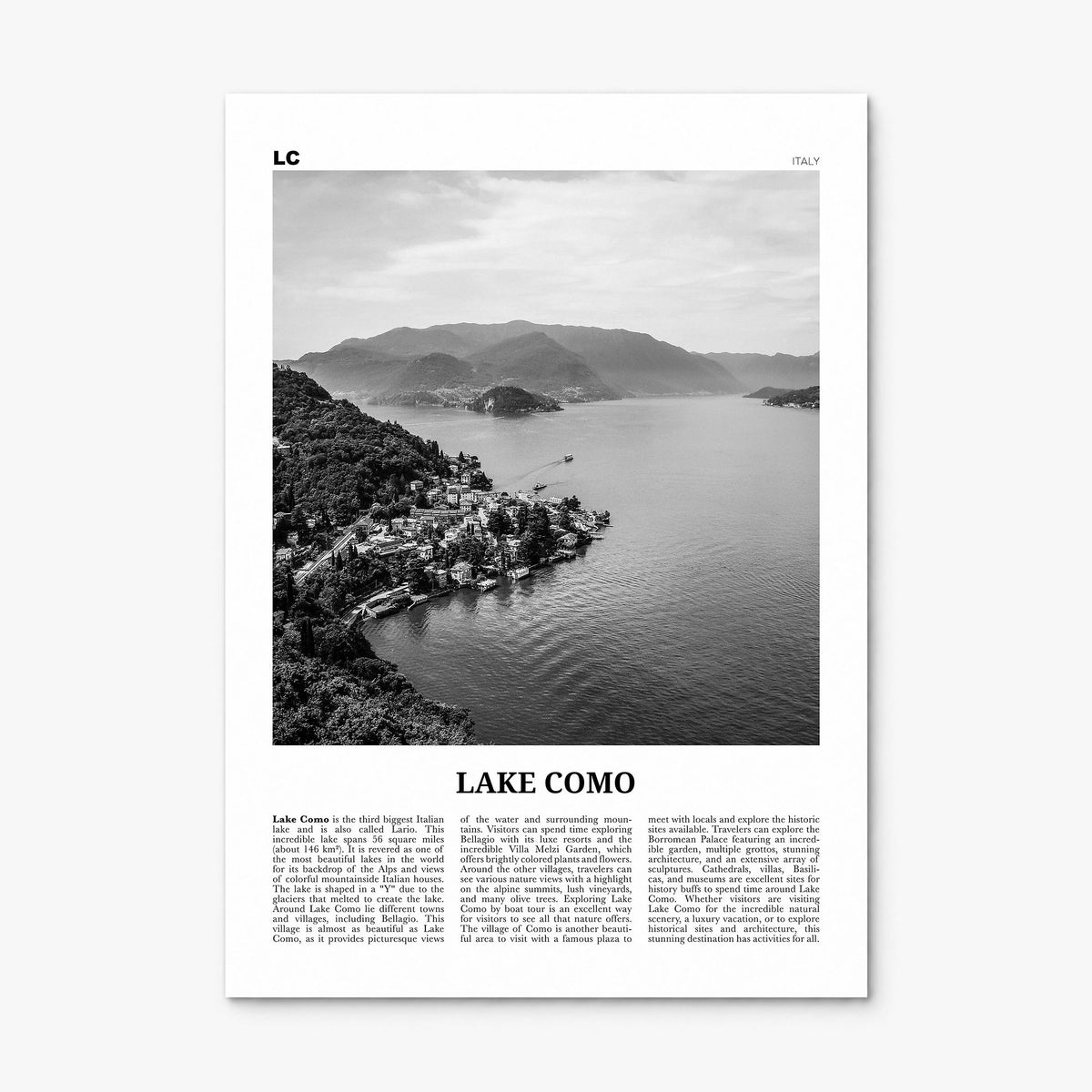 Lake Como Newspaper Poster, print only (unframed)