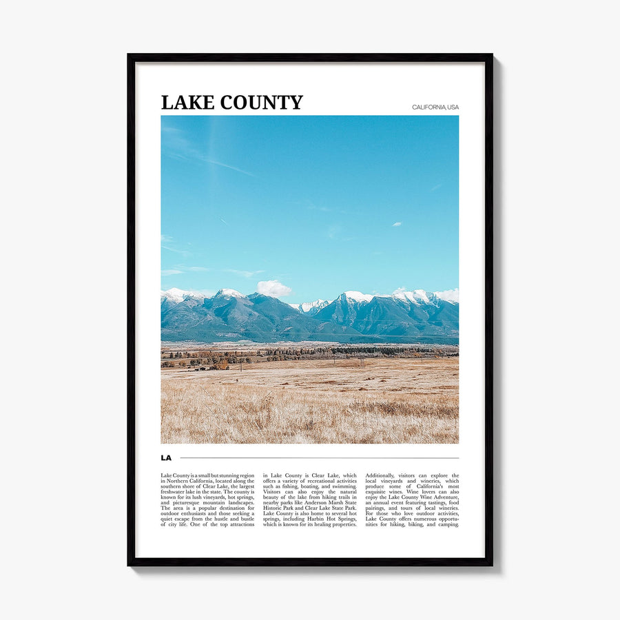 Lake County Travel Poster, framed poster mockup