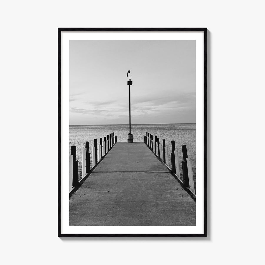 Lake Erie black & white photo poster of United States & Canada – vertical wall art, unframed print shown in interior mockup