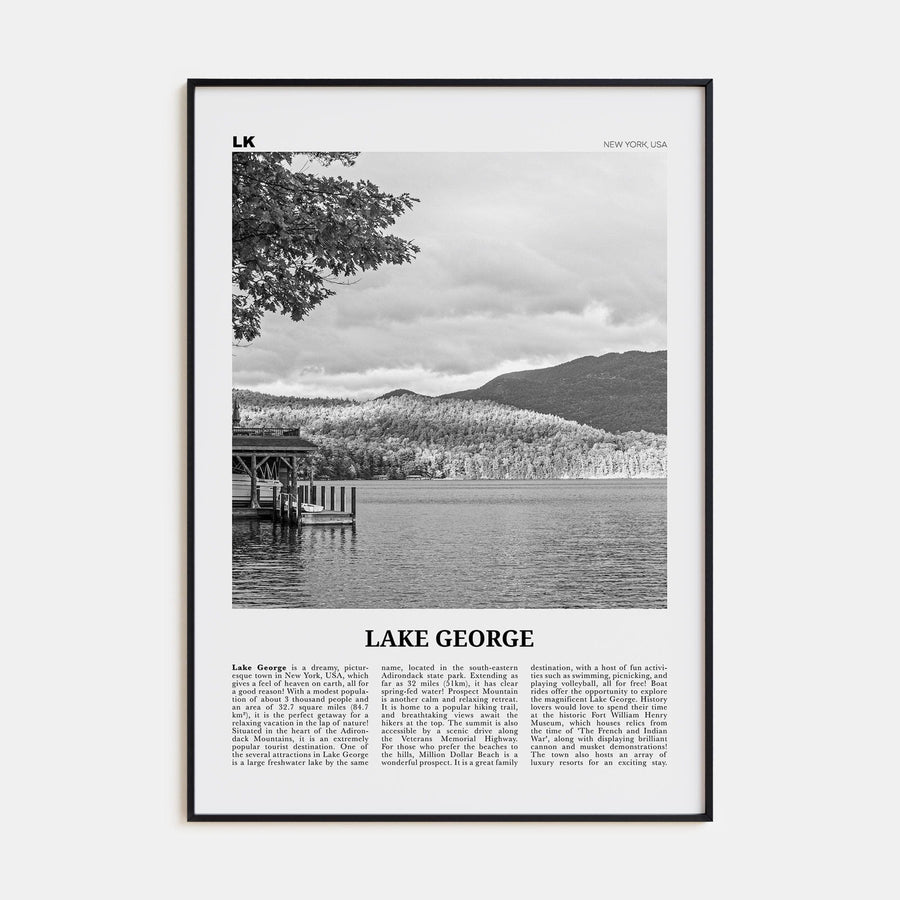 Lake George Poster None / 8x12 in Nbourhood Travel B&W Poster