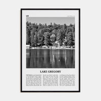 Lake Gregory Poster Black Wood / 8x12 in Nbourhood Travel B&W Poster