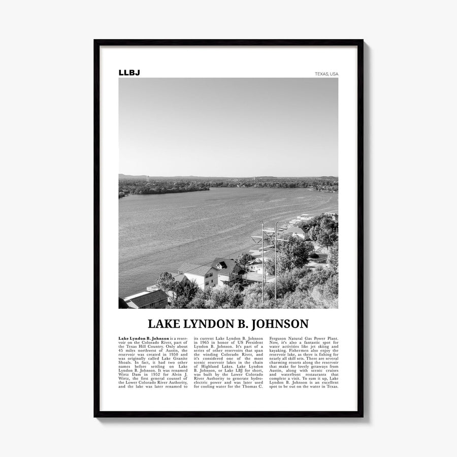 Lake Lyndon B. Johnson Newspaper Poster, framed poster mockup