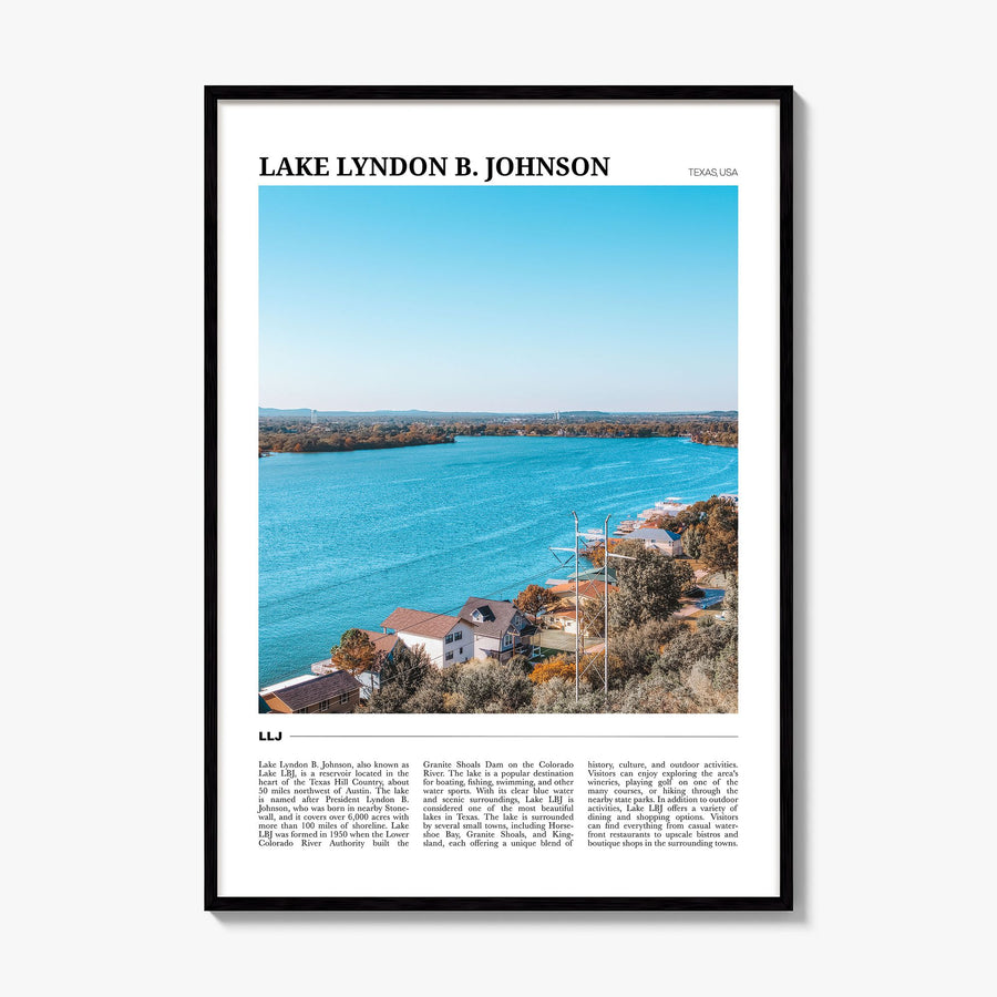 Lake Lyndon B. Johnson Travel Poster, framed poster mockup