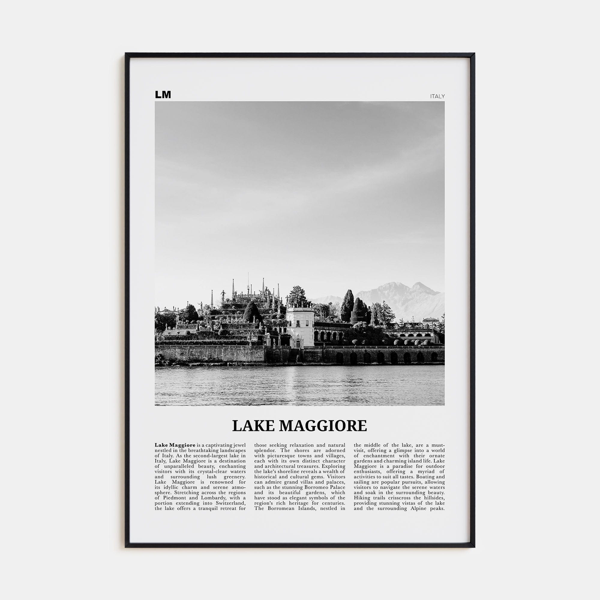 Lake Maggiore Poster None / 8x12 in Nbourhood Travel B&W Poster