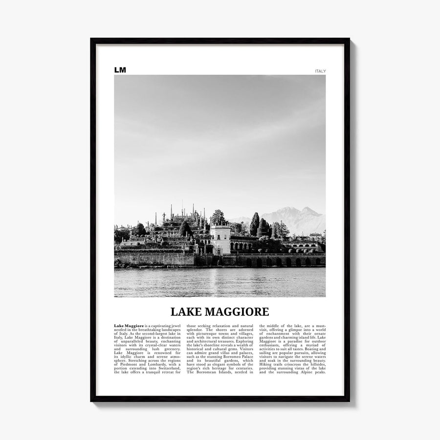 Lake Maggiore Newspaper Poster, framed poster mockup