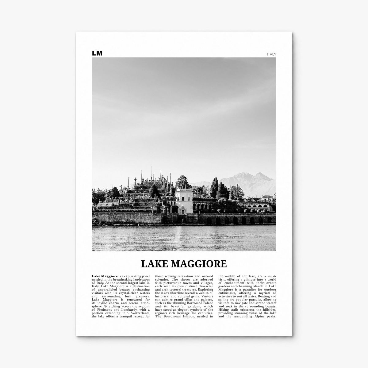 Lake Maggiore Newspaper Poster, print only (unframed)