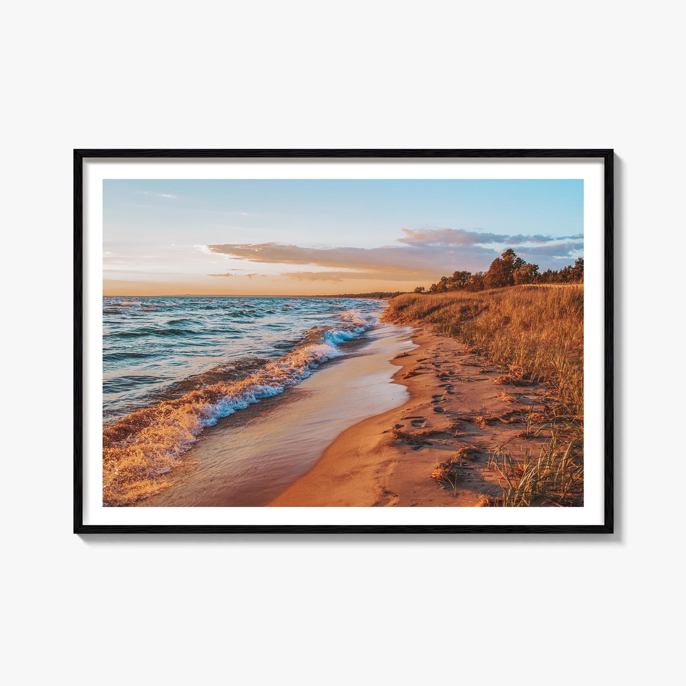 Lake Michigan colorful photo poster of United States – horizontal wall art, unframed print shown in interior mockup