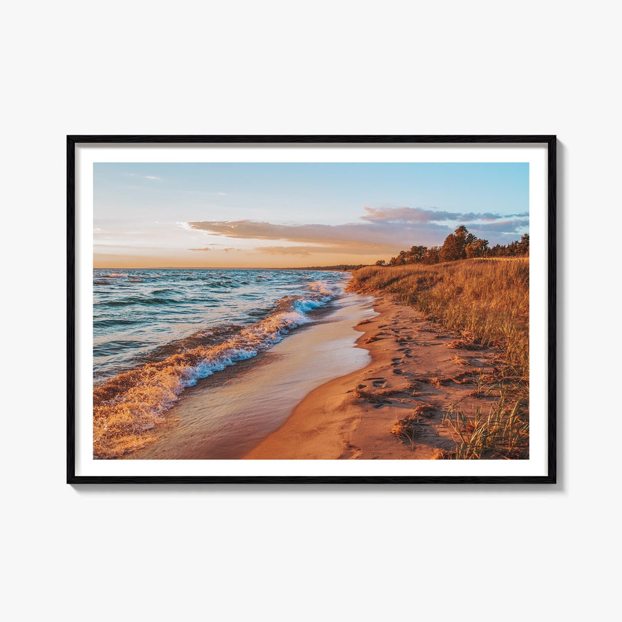 Lake Michigan colorful photo poster of United States – horizontal wall art, unframed print shown in interior mockup