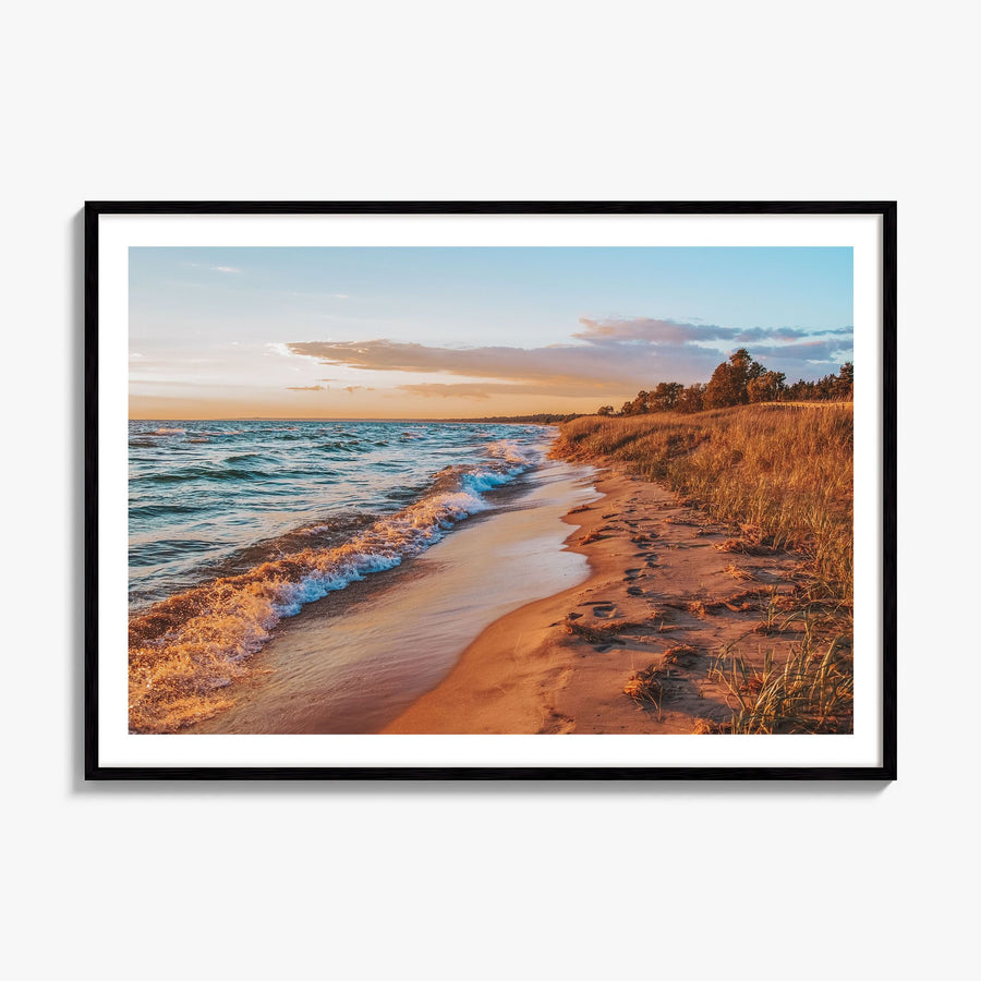 Lake Michigan Photo Poster, framed poster mockup, white border