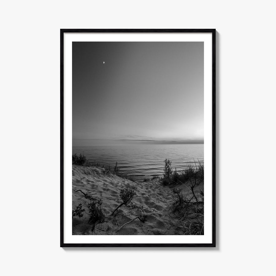 Lake Michigan no. 3 black & white photo poster of United States – vertical wall art, unframed print shown in interior mockup