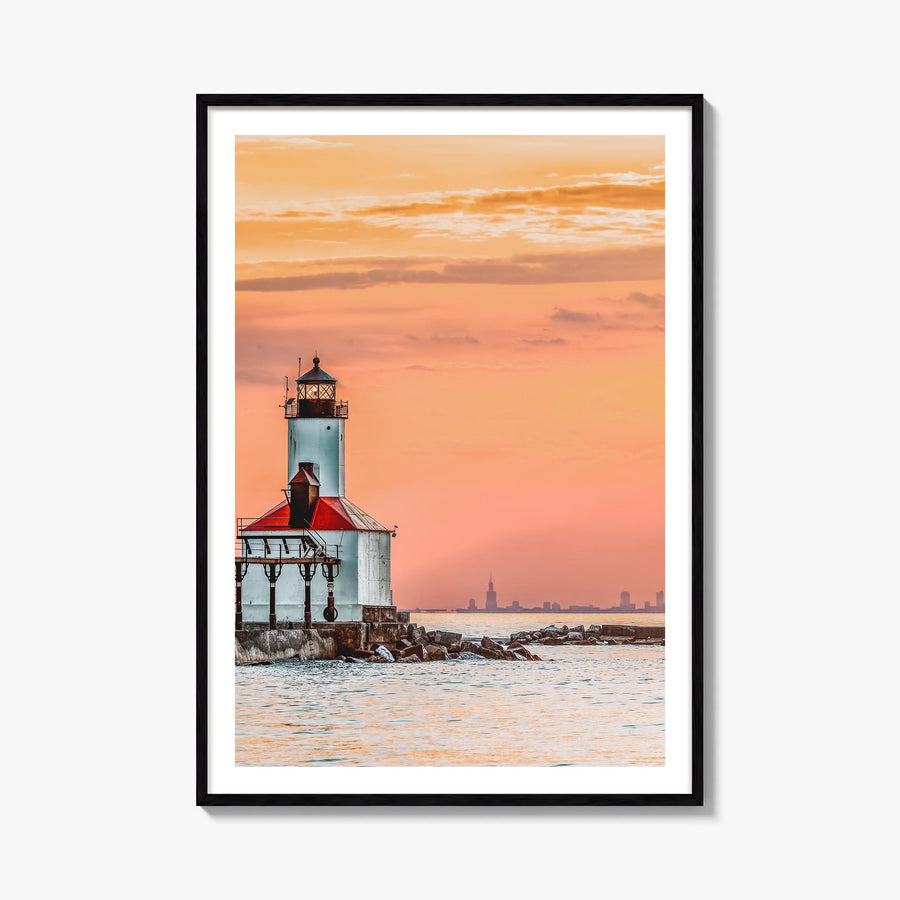 Lake Michigan no. 3 colorful photo poster of United States – vertical wall art, unframed print shown in interior mockup