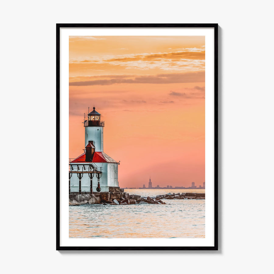 Lake Michigan Photo No 3 Poster, framed poster mockup, white border