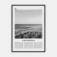 Lake Michigan Poster Black Wood / 8x12 in Nbourhood Travel B&W Poster