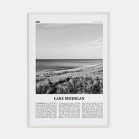 Lake Michigan Poster White Wood / 8x12 in Nbourhood Travel B&W Poster