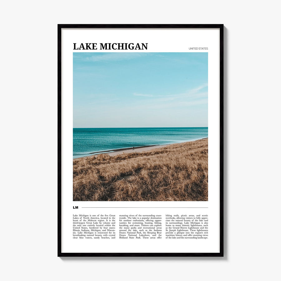 Lake Michigan Travel Poster, framed poster mockup