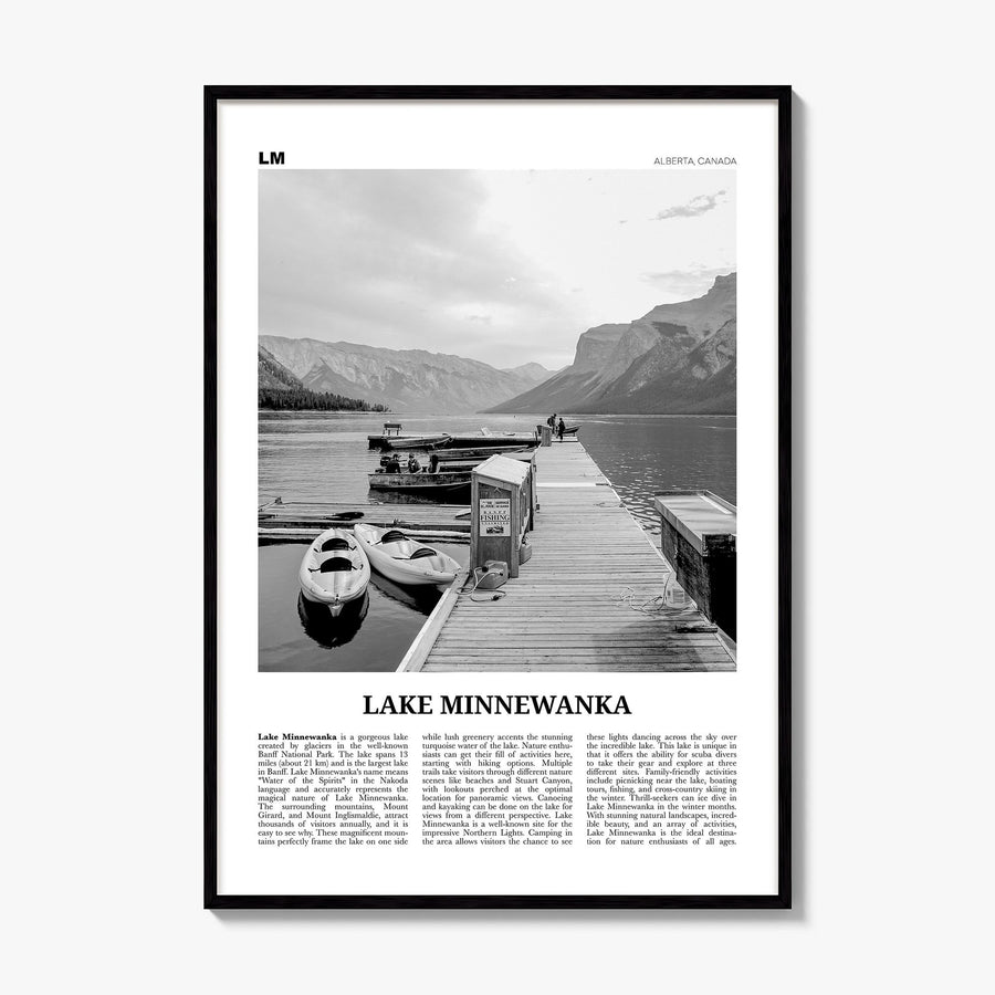 Lake Minnewanka Newspaper Poster, framed poster mockup