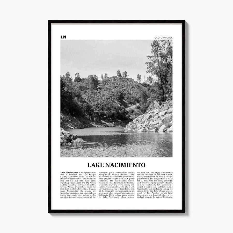 Lake Nacimiento Newspaper Poster, framed poster mockup