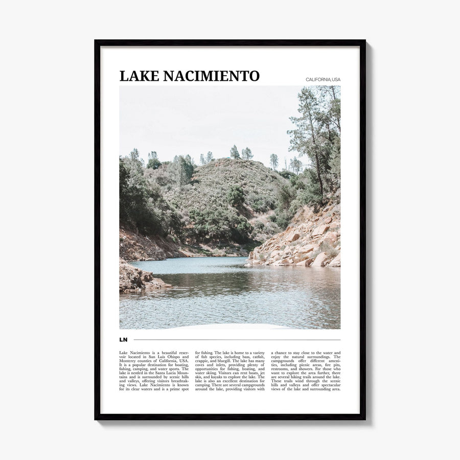 Lake Nacimiento Travel Poster, framed poster mockup