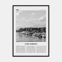 Lake Norman Poster Black Wood / 8x12 in Nbourhood Travel B&W Poster