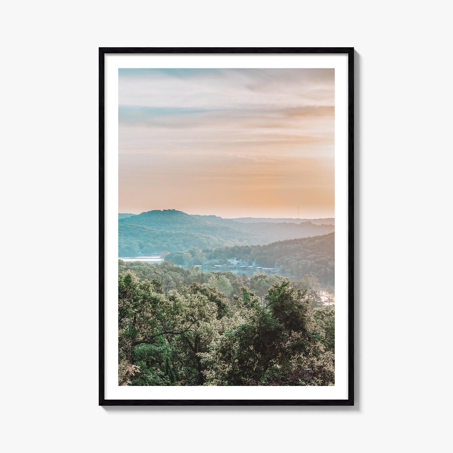 Lake of the Ozarks colorful photo poster of Missouri, USA – vertical wall art, unframed print shown in interior mockup