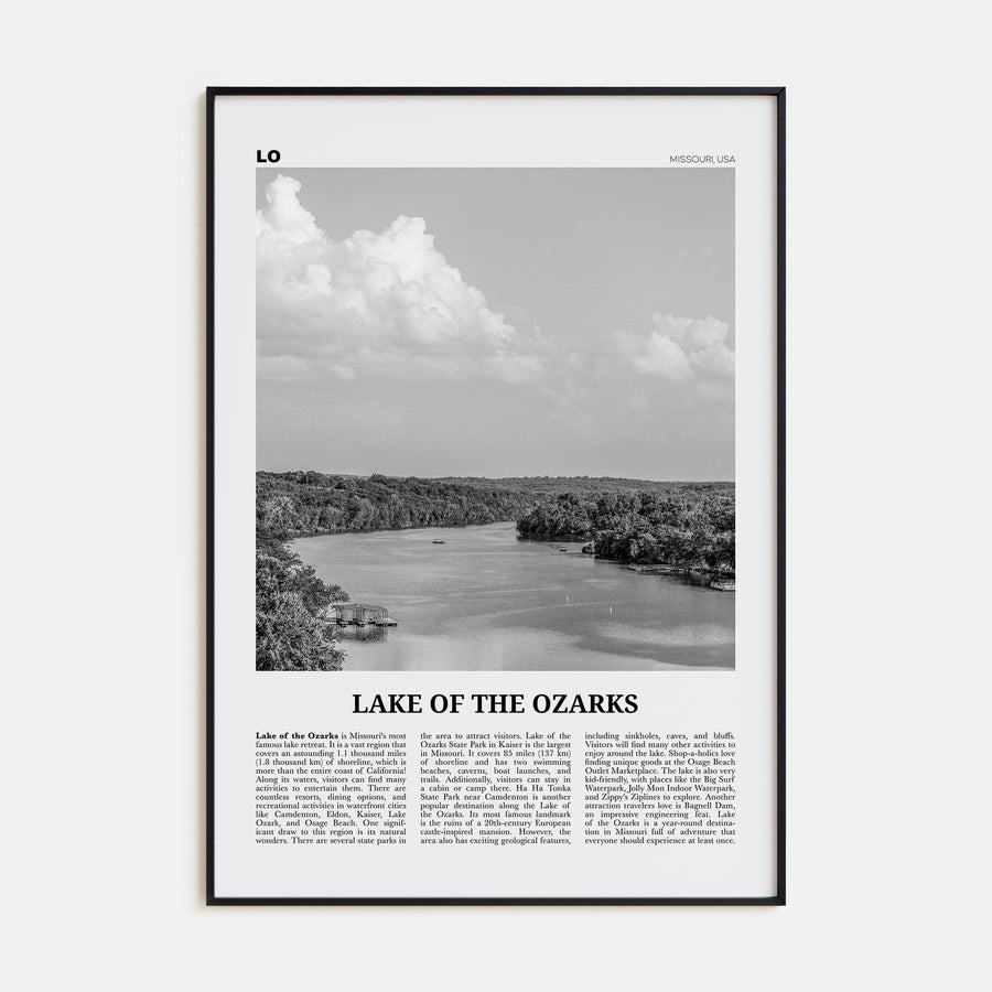 Lake of the Ozarks Poster None / 8x12 in Nbourhood Travel B&W Poster