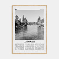 Lake Oswego Poster Natural Wood / 8x12 in Nbourhood Travel B&W Poster