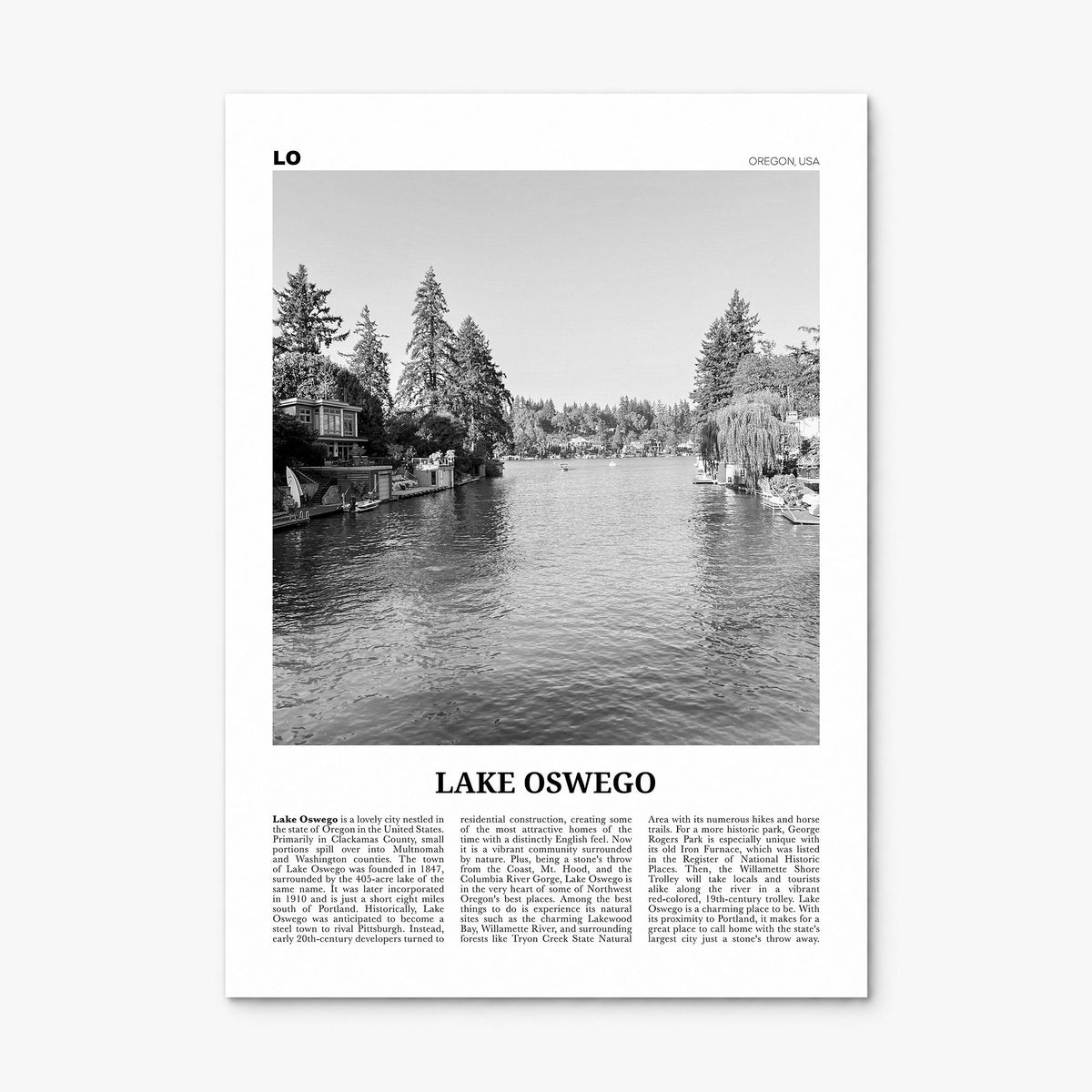 Lake Oswego Newspaper Poster, print only (unframed)