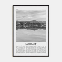 Lake Placid Poster Black Wood / 8x12 in Nbourhood Travel B&W Poster