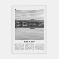 Lake Placid Poster White Wood / 8x12 in Nbourhood Travel B&W Poster