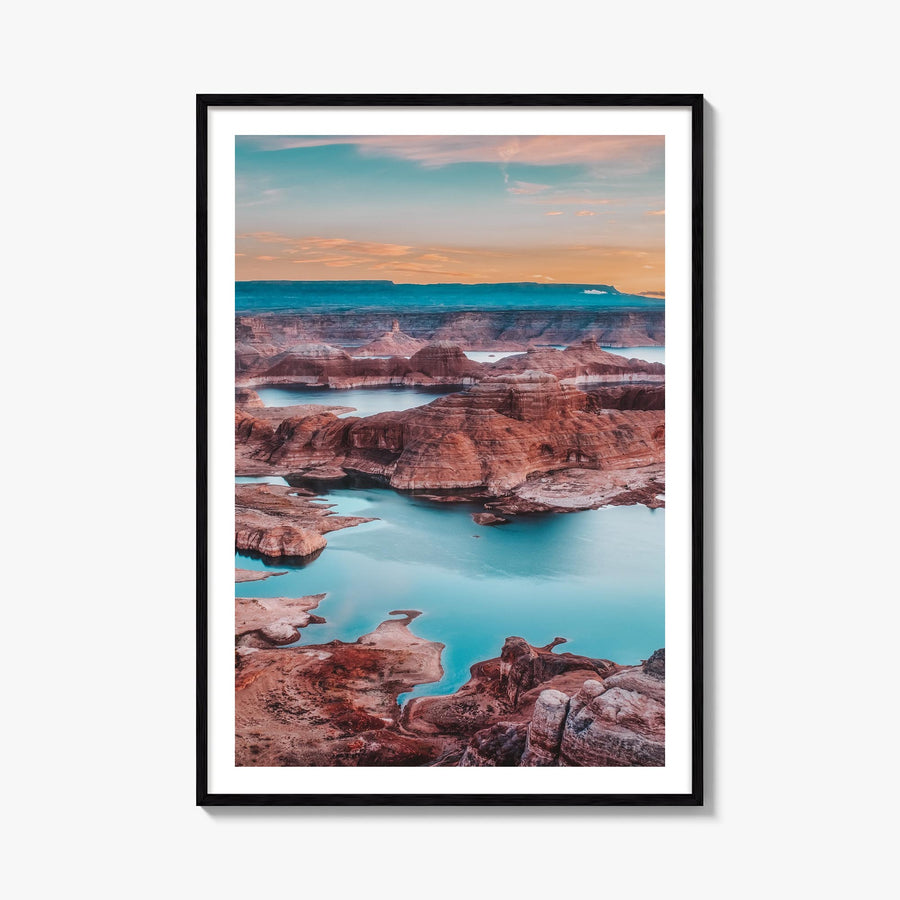 Lake Powell colorful photo poster of Arizona & Utah, USA – vertical wall art, unframed print shown in interior mockup