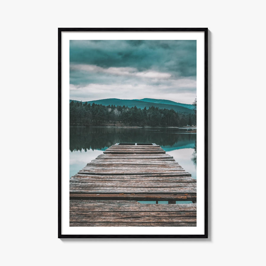Lake Reflection colorful photo poster – vertical wall art, unframed print shown in interior mockup