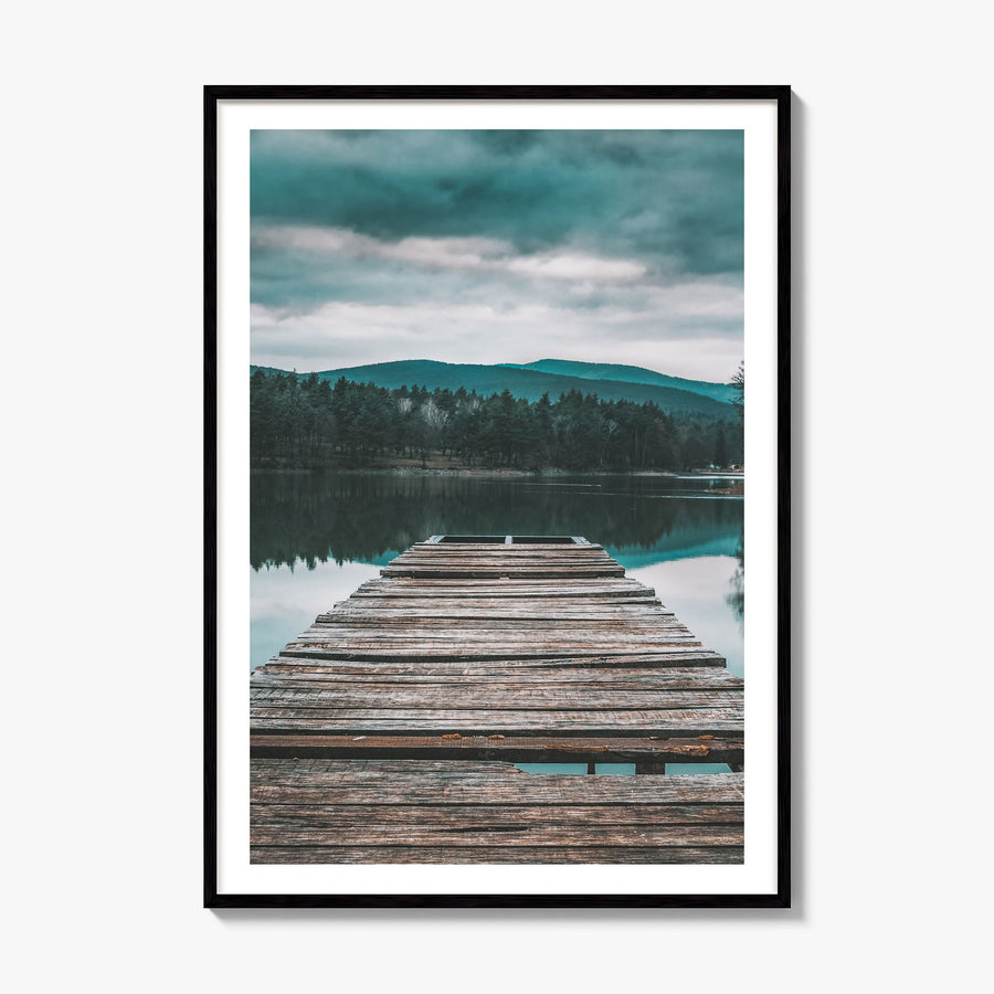 Lake Reflection Photo Poster, framed poster mockup, white border