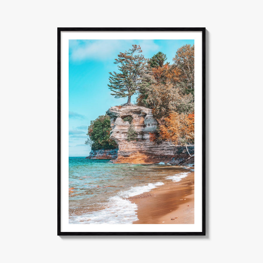 Lake Superior colorful photo poster of United States & Canada – vertical wall art, unframed print shown in interior mockup
