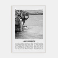 Lake Superior Poster White Wood / 8x12 in Nbourhood Travel B&W Poster