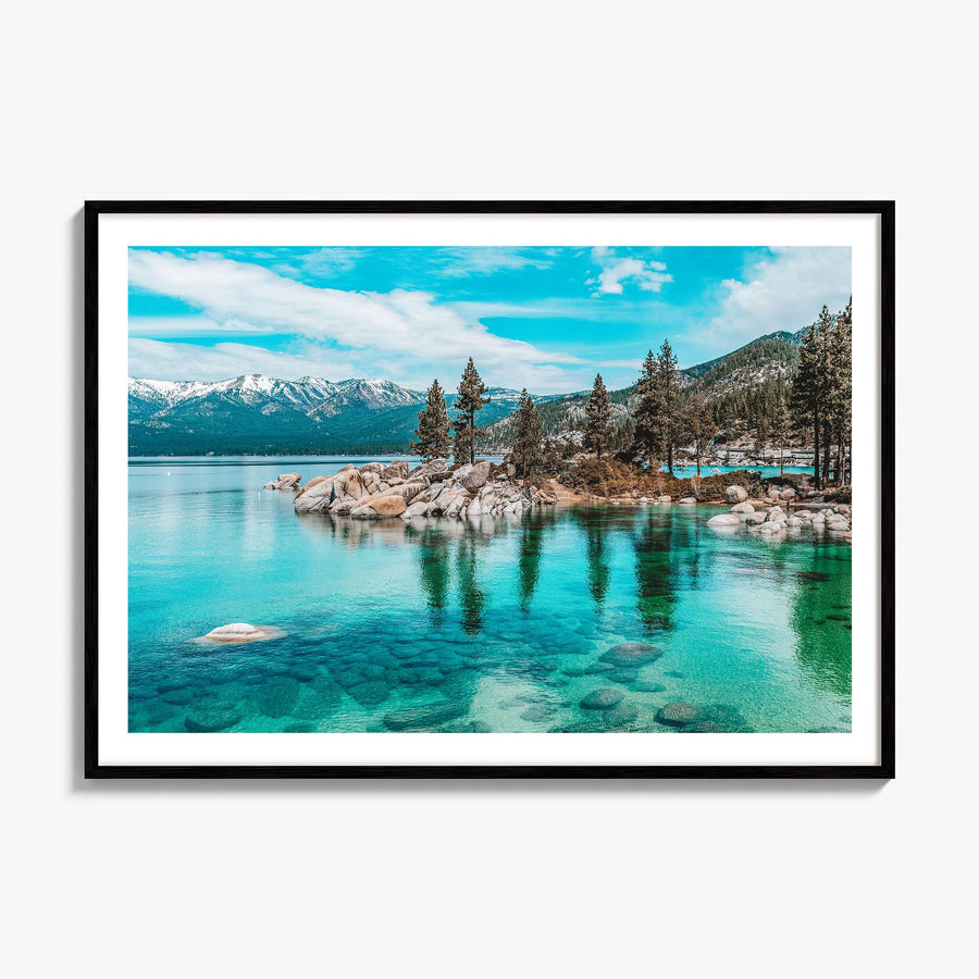 Lake Tahoe Photo Poster, framed poster mockup, white border