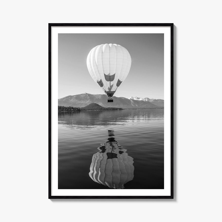 Lake Tahoe no. 3 black & white photo poster of California & Nevada, USA – vertical wall art, unframed print shown in interior