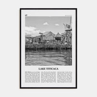 Lake Titicaca Poster Black Wood / 8x12 in Nbourhood Travel B&W Poster