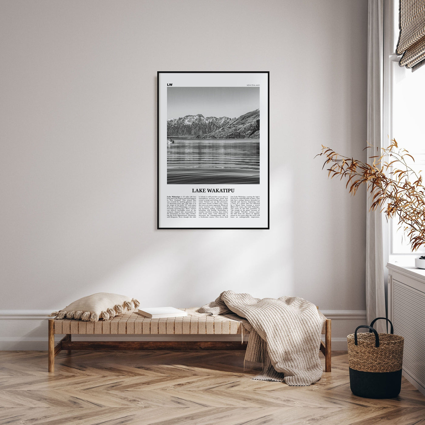 Lake Wakatipu Poster Nbourhood Travel B&W Poster