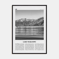 Lake Wakatipu Poster Black Wood / 8x12 in Nbourhood Travel B&W Poster