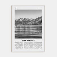 Lake Wakatipu Poster White Wood / 8x12 in Nbourhood Travel B&W Poster