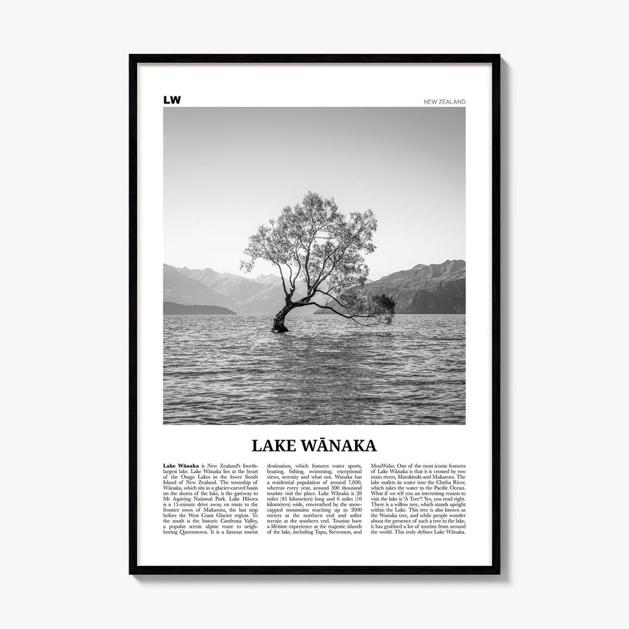Lake Wānaka Newspaper Poster, framed poster mockup