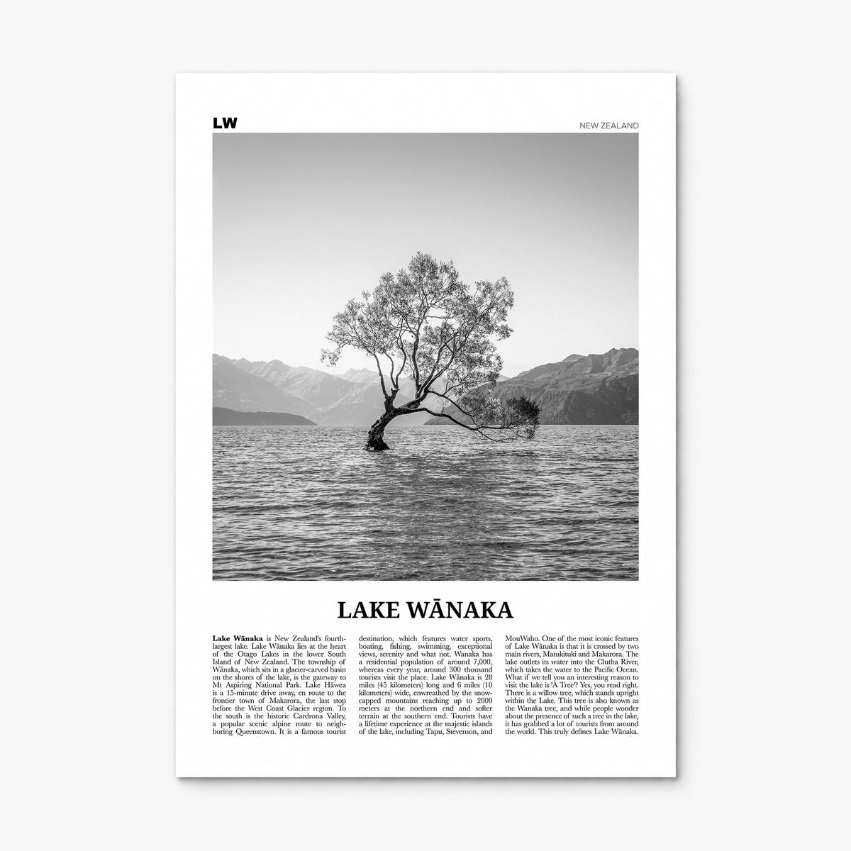 Lake Wānaka Newspaper Poster, print only (unframed)