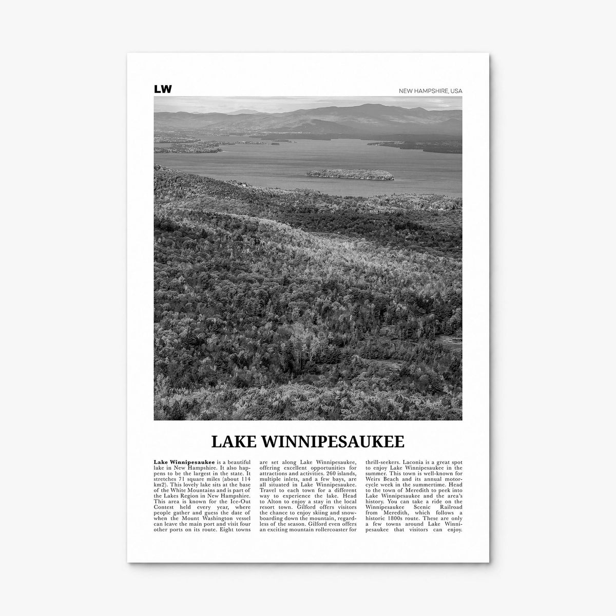Lake Winnipesaukee Newspaper Poster, print only (unframed)