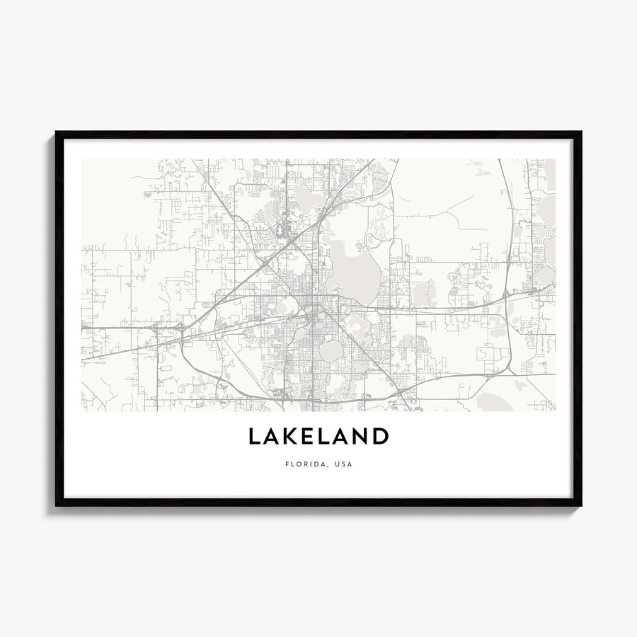 Lakeland Map Poster, framed poster mockup