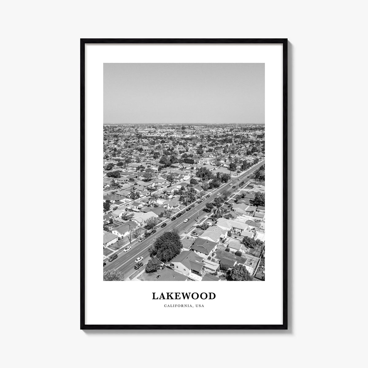 Lakewood black & white classic poster of Colorado, USA – vertical wall art, unframed print shown in interior mockup