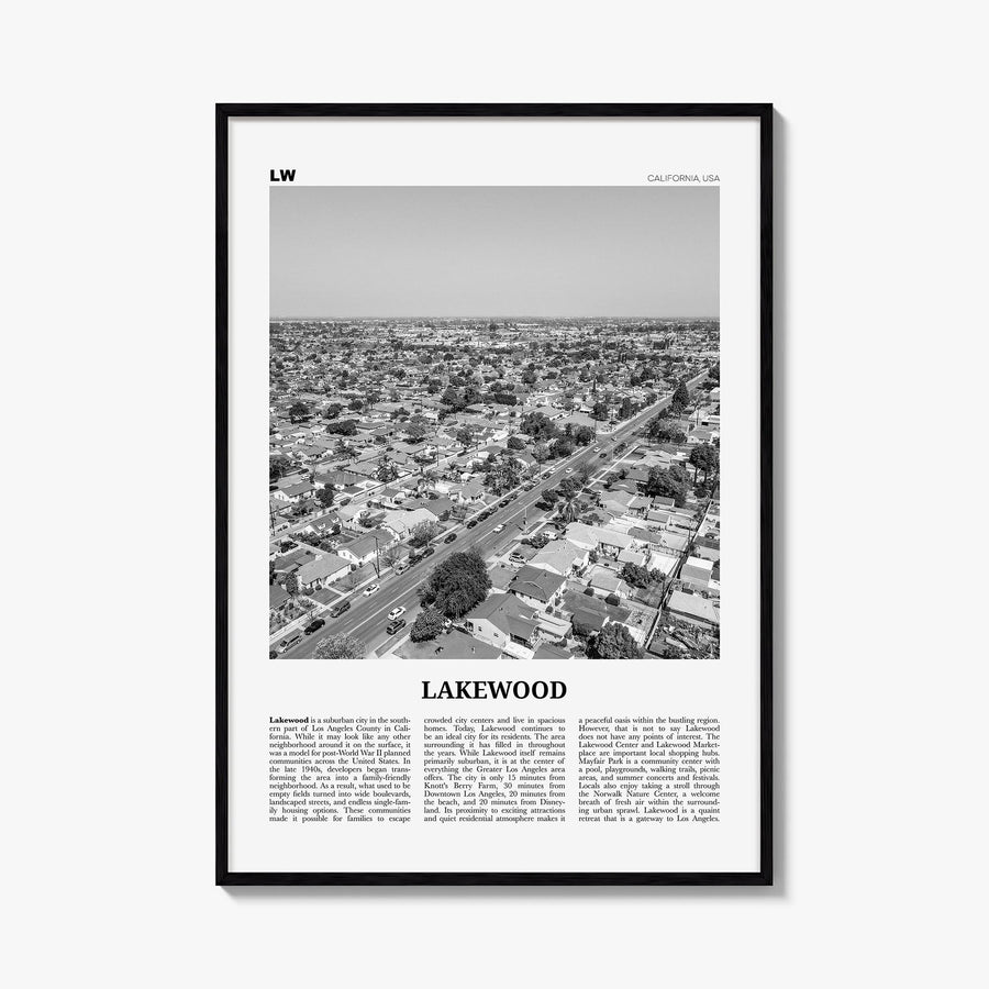 Lakewood black & white newspaper poster of Colorado, USA – vertical wall art, unframed print shown in interior mockup
