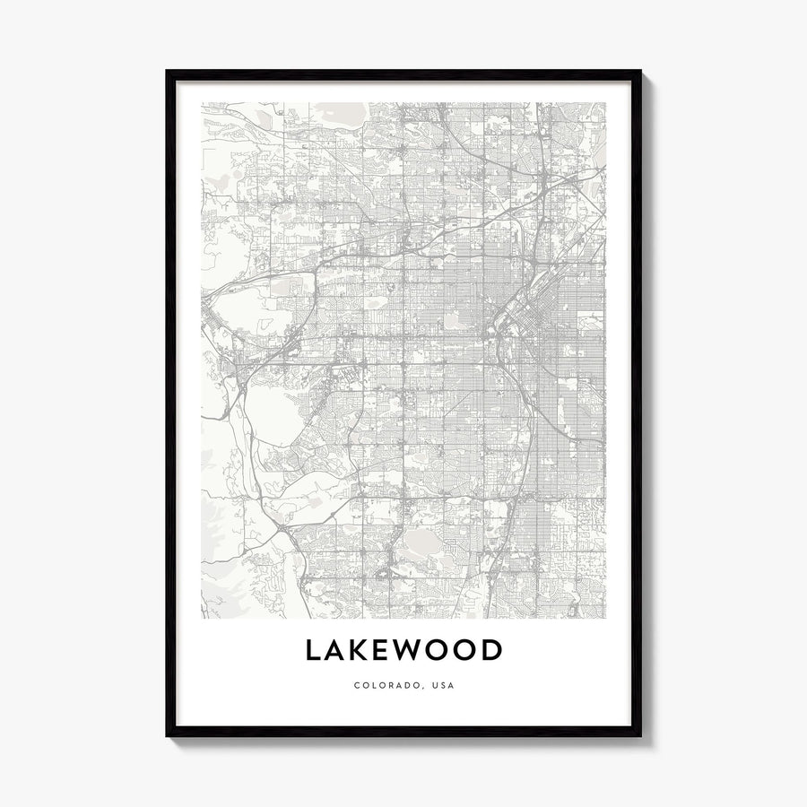 Lakewood Map Poster, framed poster mockup