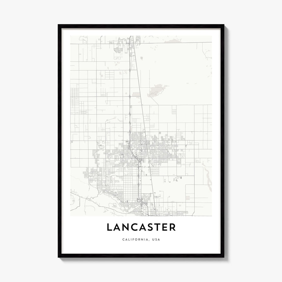 Lancaster, California Map Poster, framed poster mockup