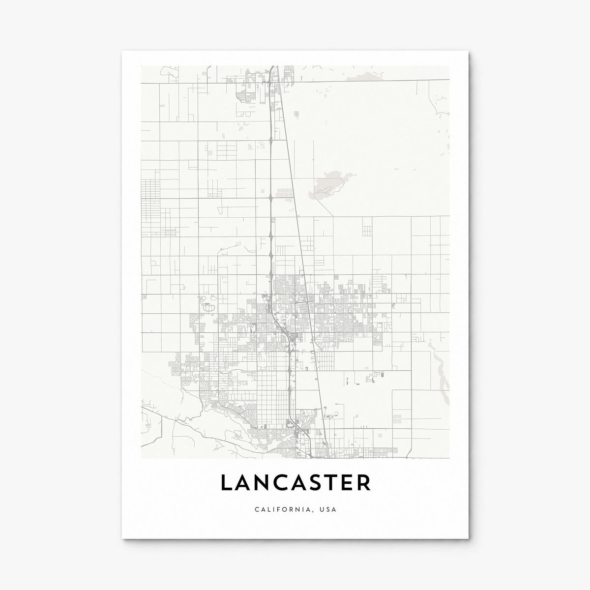 Lancaster, California Map Poster, print only (unframed)