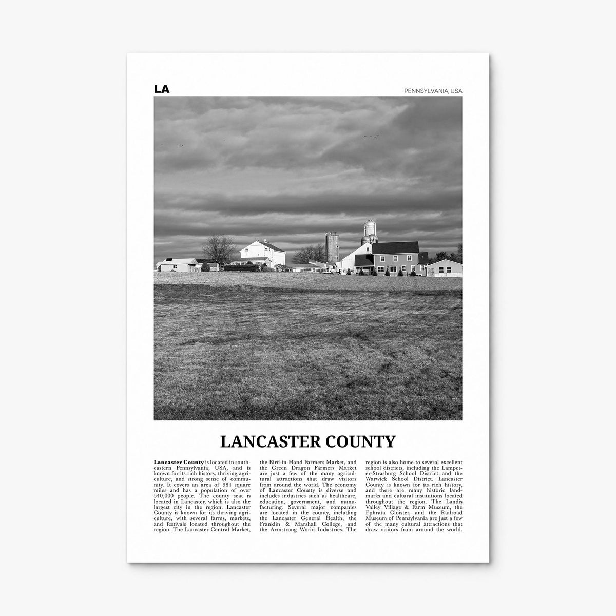 Lancaster County Newspaper Poster, print only (unframed)
